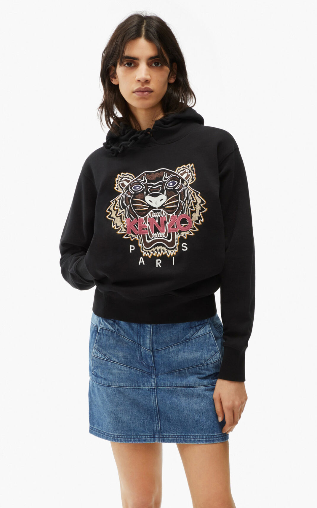 Sweat A Capuche Kenzo Tiger Femme Noir | JUFW-54397